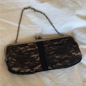 Ann Taylor black and lace evening clutch